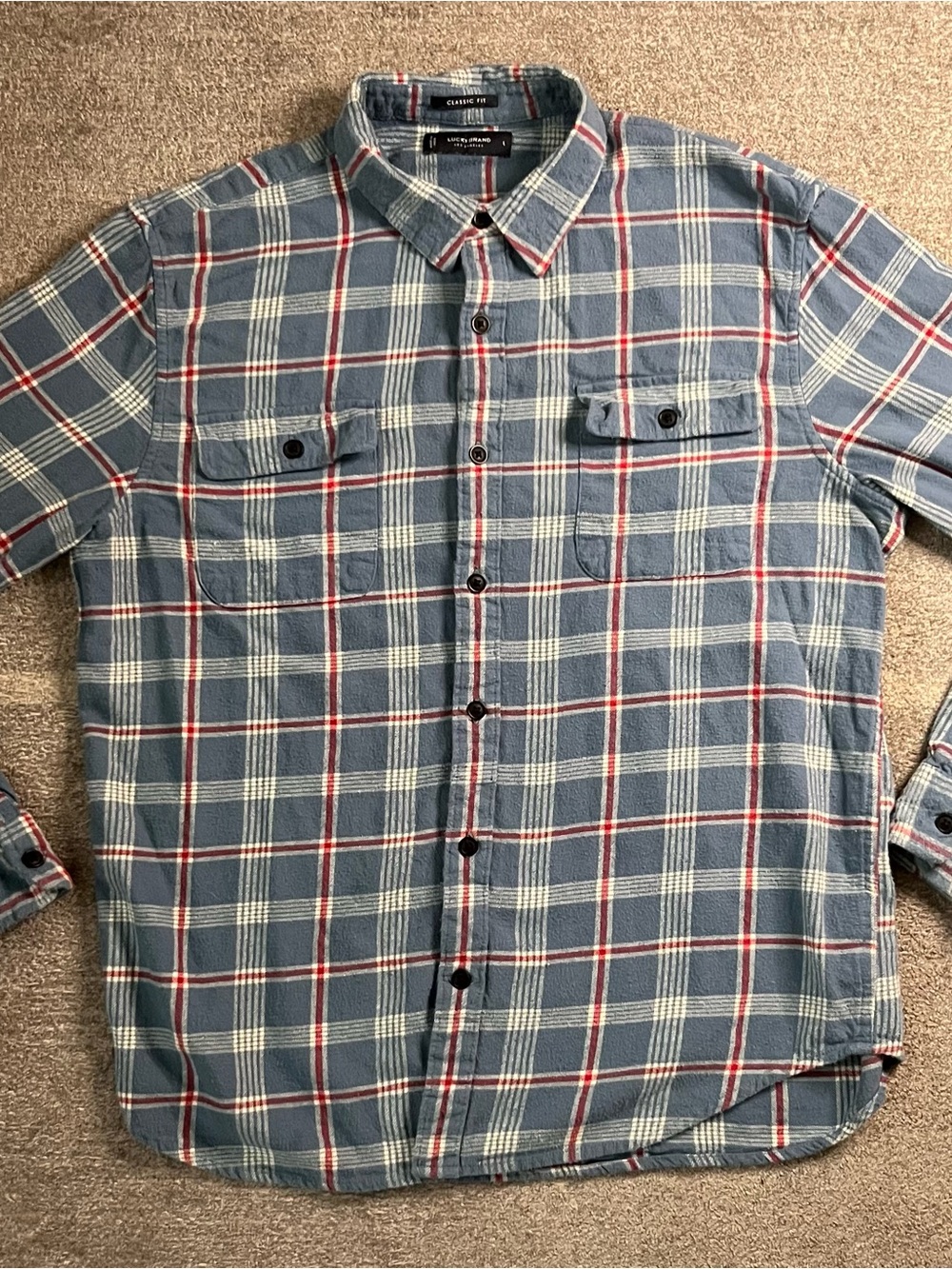Lucky Brand Blue Plaid Button-Down Shirt 100% Cotton Hipster Grunge‎ A1-8